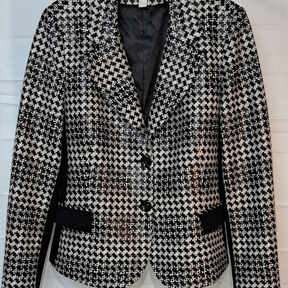 Scala Jackets & Blazers - SCAPA Lauren Perre Women's 2 Botton Black White Blazer Shoulder Pads Lined 12